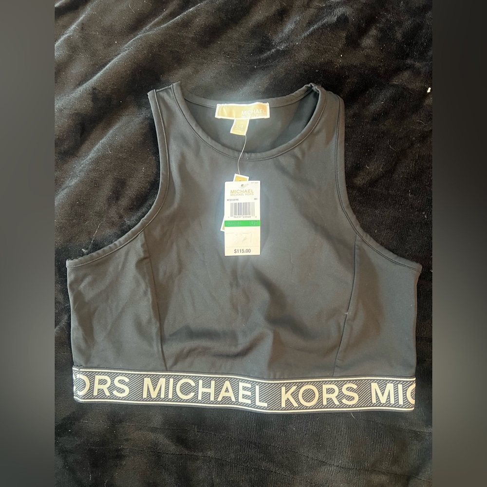 Michael Kors Black Logo Band Crop Top with Box